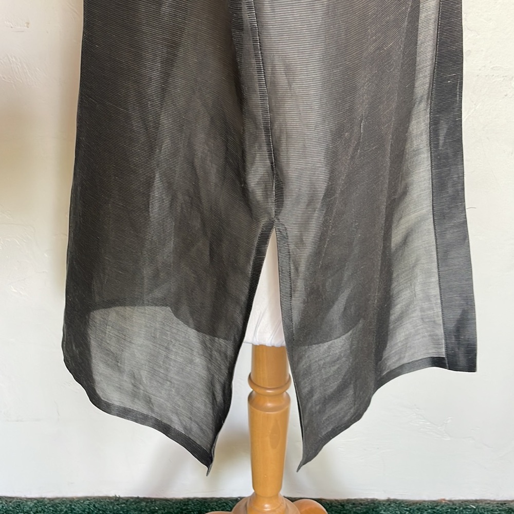 Eileen Fisher Kimono Style Linen Silk Blend Silver Gray Sheer Open Front Jacket - Picture 7 of 11